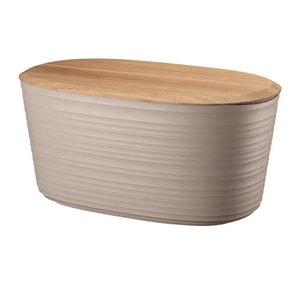 Guzzini Bread Bin With Bamboo Breadboard Lid Taupe 1 Guzzini Bread Bin With Bamboo Breadboard Lid Taupe