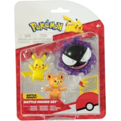 Pokemon Battle Figure 3 Pack Teddiursa Pikachu #9 Gastly