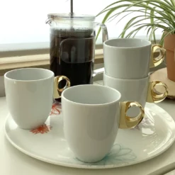 Guzzini Pastel Yellow and White Porcelain Mug Feeling