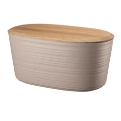 Guzzini Recycled Plastic and Bamboo Tierra Bread Bin in Taupe