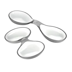 Guzzini Set of 2 Grey and White Acrylic Interlocking Dishes Vintage