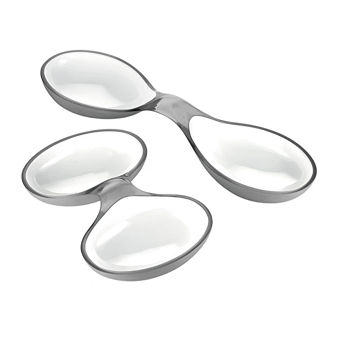 Guzzini Set of 2 Grey and White Acrylic Interlocking Dishes Vintage 2 Guzzini Set of 2 Grey and White Acrylic Interlocking Dishes Vintage