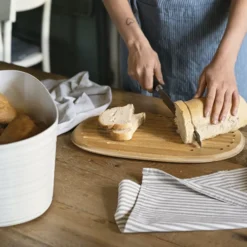 Guzzini Recycled Plastic and Bamboo Tierra Bread Bin in Taupe